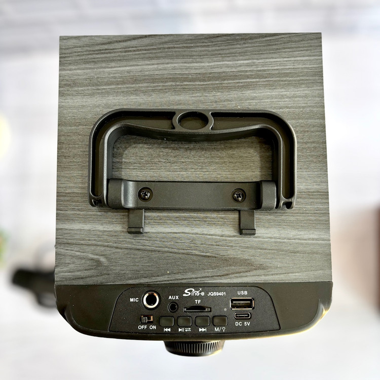 محتویات جعبه اسپیکر Sing-e شامل میکروفون و کابل تایپ C ا