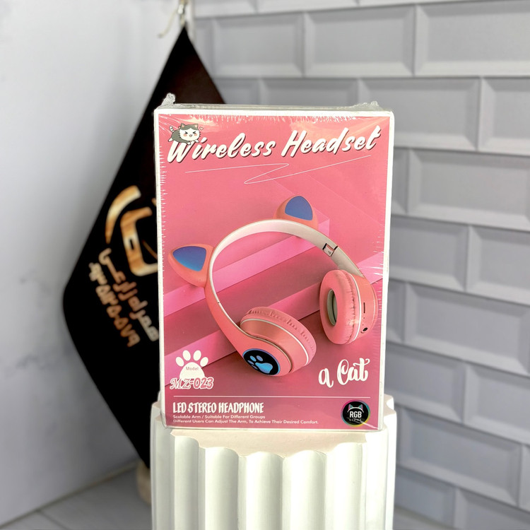 هدفون فانتزی مدل MZ-023 رنگ صورتی با قابلیت اتصال رم و AUX