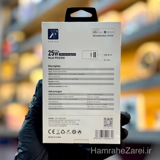 شارژر سریع PD و QC3.0 کی اف سنیور با گارانتی همراه زارعی