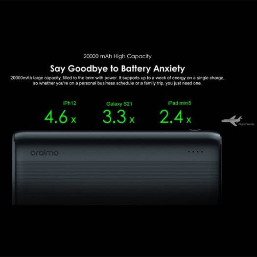 توان شارژ پاوربانک ٢٠ هزار اورایمو