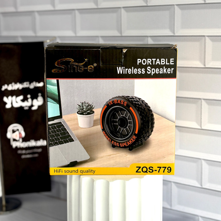 اسپیکر قابل حمل با طراحی لاستیک ماشین و نورپردازی RGB