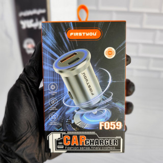 شارژر فندکی FIRSTYOU F059 با دو پورت USB و Type-C